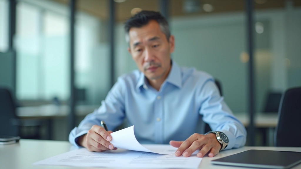 Employer reviewing employment contract and compliance documentation with employee handbook