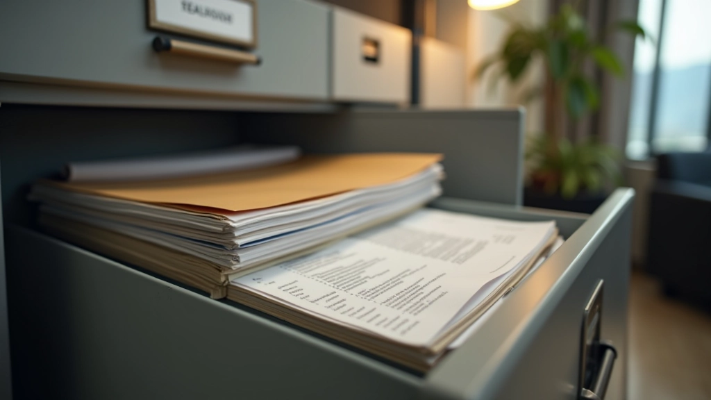 Organized filing cabinet and employment records documentation system